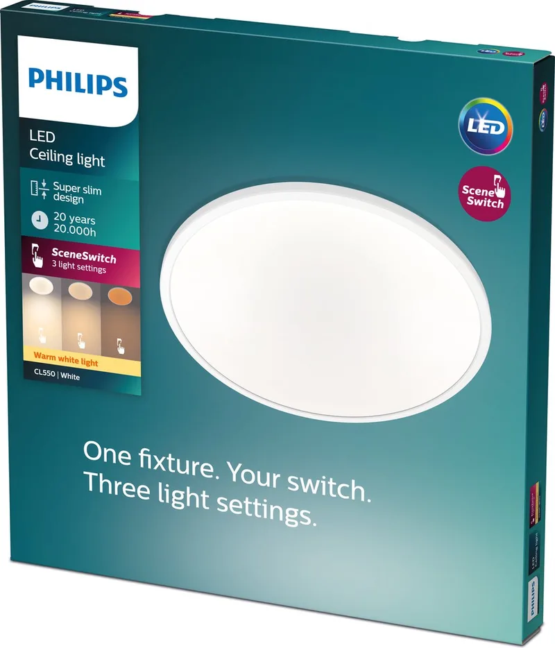 Super Slim plafonnière - warmwit licht - 18W von Philips in Weiß – Produktfoto
