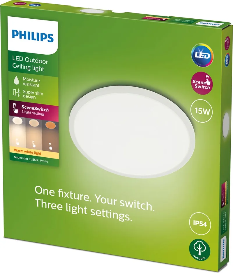 SuperSlim LED IP54 Ø 25cm 2.700K hvid fra Philips i Hvid – produktbillede