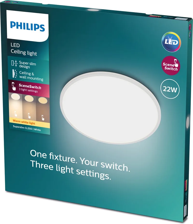 SuperSlim plafondlamp - groot - warmwit licht - 22 W från Philips i Vit – produktbild