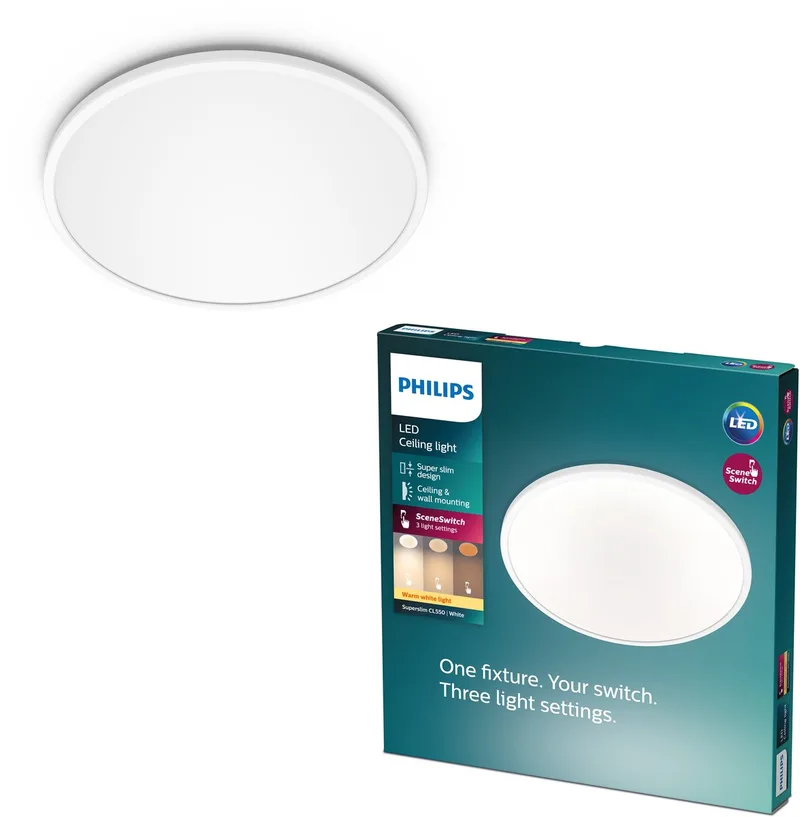 Superslim plafonnière - warmwit licht - 15W de Philips en Blanc – photo produit