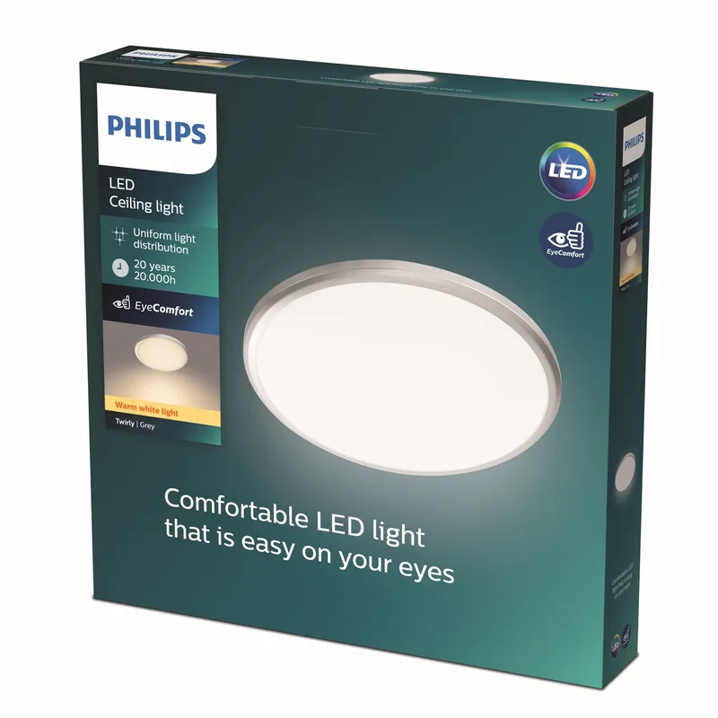 Twirly plafonnière - groot -warmwit licht - 17 W de Philips en Gris – photo produit