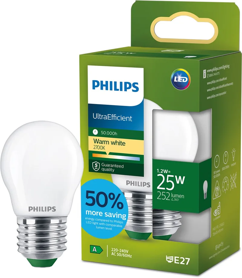 Ultra Efficient LED lamp Transparant - 75 W - E27 - Koelwit licht by Philips – product photo