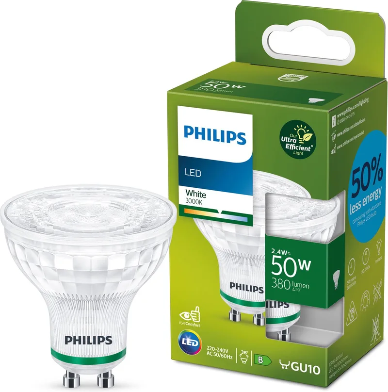 GU10 LED-reflektor 2,1 W 375lm 3.000 K fra Philips – produktbillede