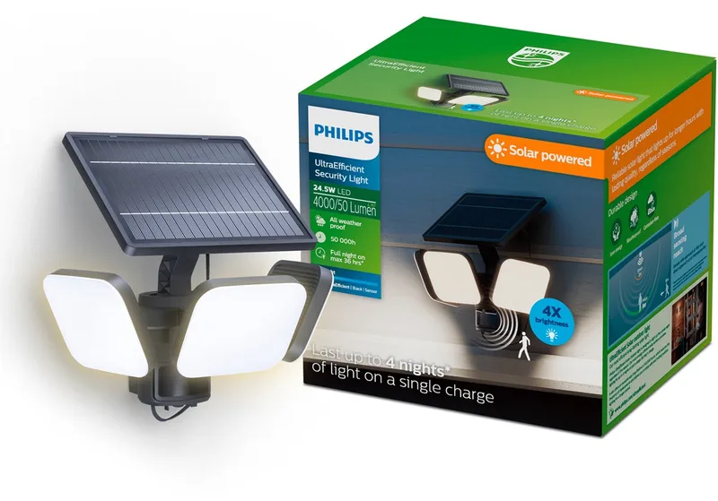Zyren 24.5w 4000/50 Lumens 5000k Solcellelys fra Philips i Sort – produktbillede