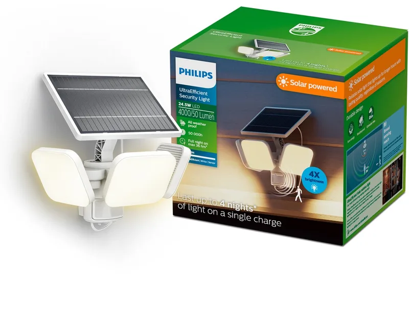Zyren 24.5w 4000/50 Lumens 3000k Solcellelys fra Philips i Hvid – produktbillede