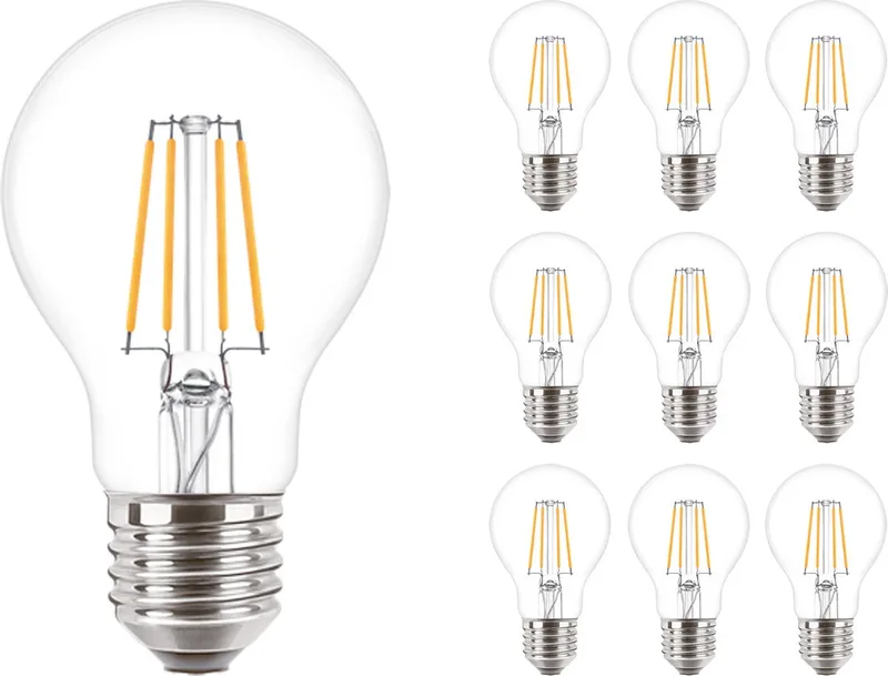 Voordeelpak 10x Philips Corepro LED Lamp E27 Peer Helder 4.3W 470lm - 827 Zeer Warm Wit | Vervangt 40W de Philips – photo produit