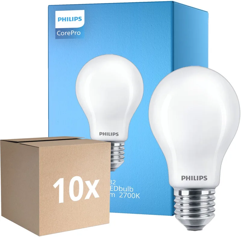 Voordeelpak 10x Philips Corepro LED Lamp E27 Peer Mat 8.5W 1055lm - 827 Zeer Warm Wit | Vervangt 75W de Philips – photo produit