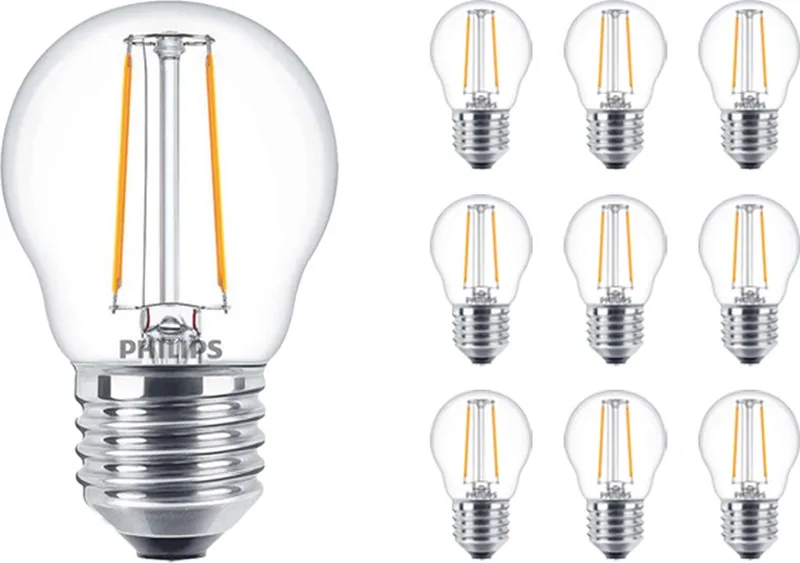 Voordeelpak 10x Philips Corepro LED Lustre E27 Kogel Filament Helder 2W 250lm - 827 Zeer Warm Wit | Vervangt 25W de Philips – photo produit