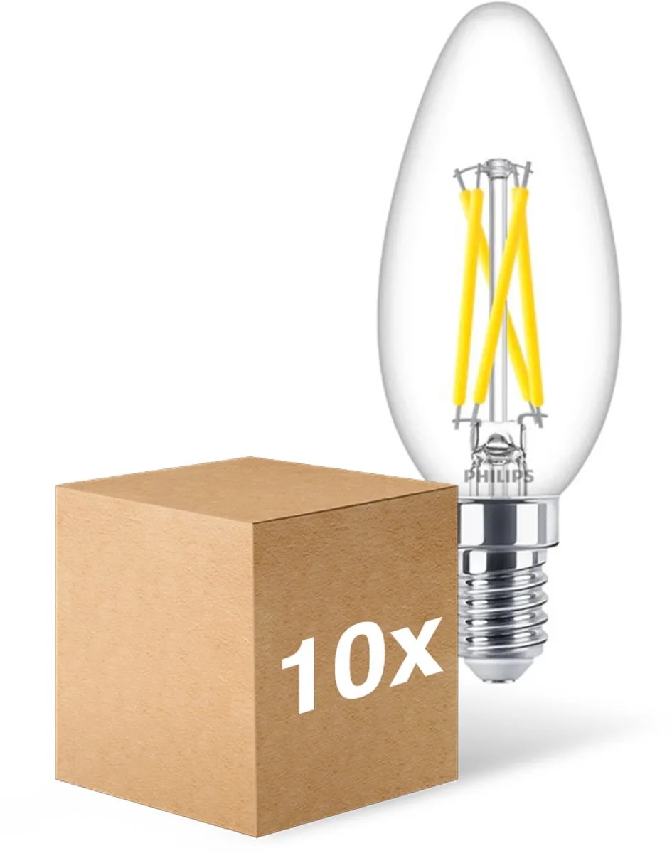 Voordeelpak 10x Philips MASTER LED E14 Kaars Filament Helder 2.5W 340lm - 922-927 Dim To Warm | Beste Kleurweergave - Dimbaar - Vervangt 25W von Philips – Produktfoto