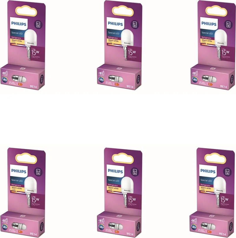 Voordeelverpakking - E14 - LED Koelkastlamp - Mat - 15W - Niet Dimbaar - Warmwit Licht - Set van 6 Stuks von Philips – Produktfoto