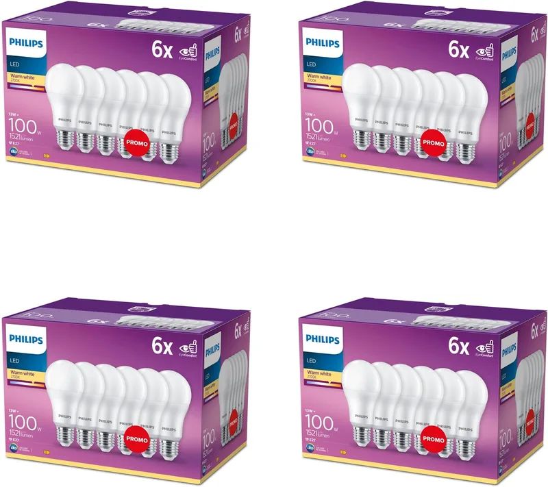 Voordeelverpakking - E27 - LED Standaard lamp - Mat - 100W - Niet Dimbaar - Warmwit Licht - Set van 24 Stuks fra Philips – produktbillede