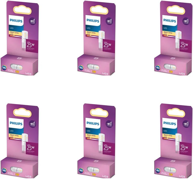 Voordeelverpakking - G9 - LED Capsulelamp - 25W - Niet Dimbaar - Warmwit Licht - Set van 6 Stuks de Philips – photo produit