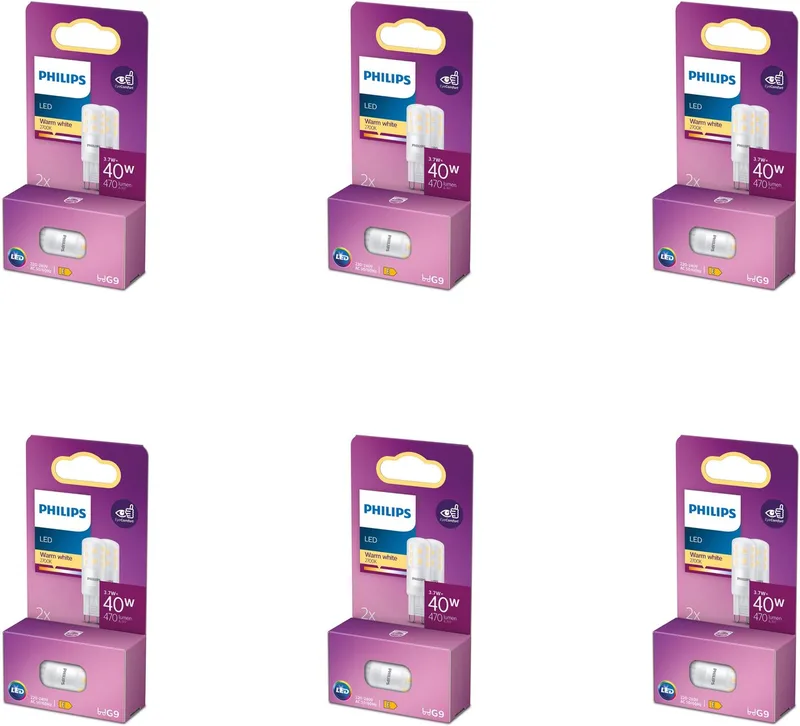 Voordeelverpakking - G9 - LED Capsulelamp - 40W - Niet Dimbaar - Warmwit Licht - Set van 12 Stuks van Philips – productfoto