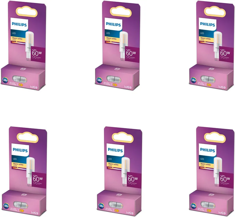 Voordeelverpakking - G9 - LED Capsulelamp - 60W - Niet Dimbaar - Warmwit Licht - Set van 6 Stuks von Philips – Produktfoto