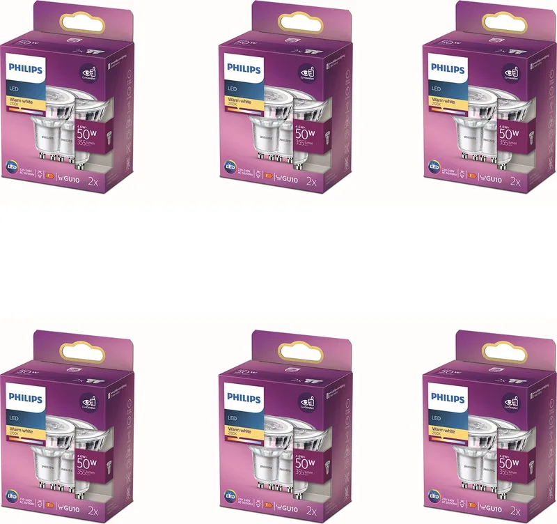 Voordeelverpakking - GU10 - LED Spotlamp - 50W - Niet Dimbaar - Warmwit Licht - Set van 12 Stuks fra Philips – produktbillede