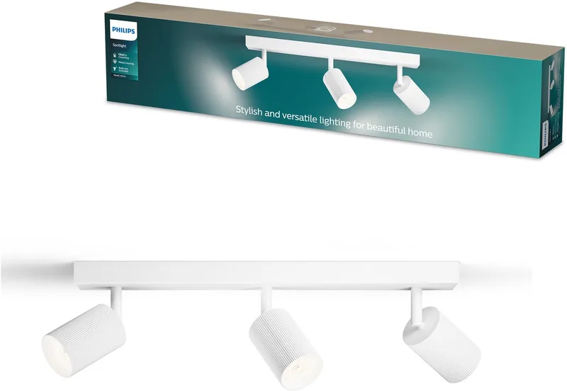 Wyatt Opbouwspot - LED GU10 fitting - Richtbaar - 3 lichtpunten - ClickFix de Philips en Blanc – photo produit