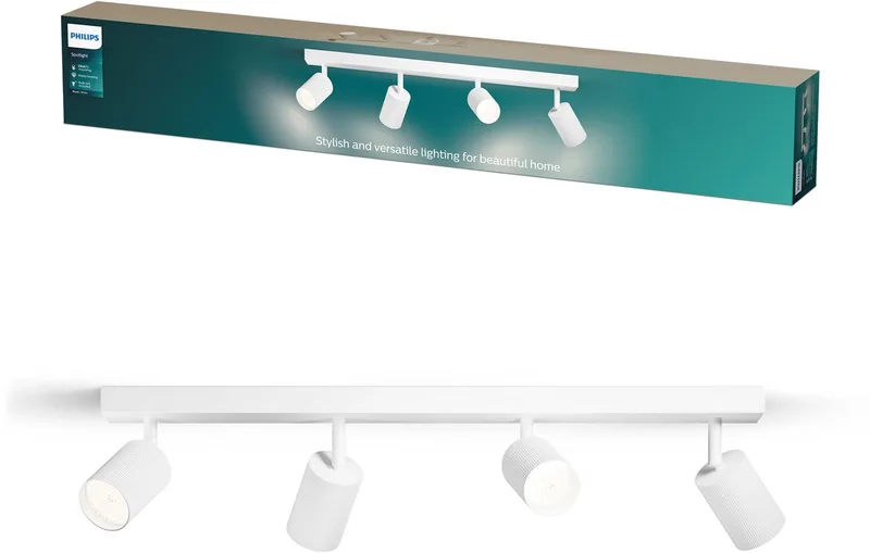 Wyatt Opbouwspot - LED GU10 fitting - Richtbaar - 4 lichtpunten - ClickFix van Philips in Wit – productfoto
