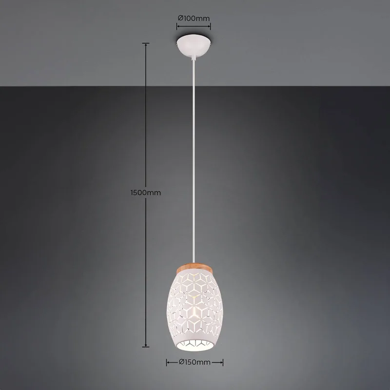 Bidar hanglamp, Ø 15 cm, mat wit, metaal by Reality in Wit mat – product photo