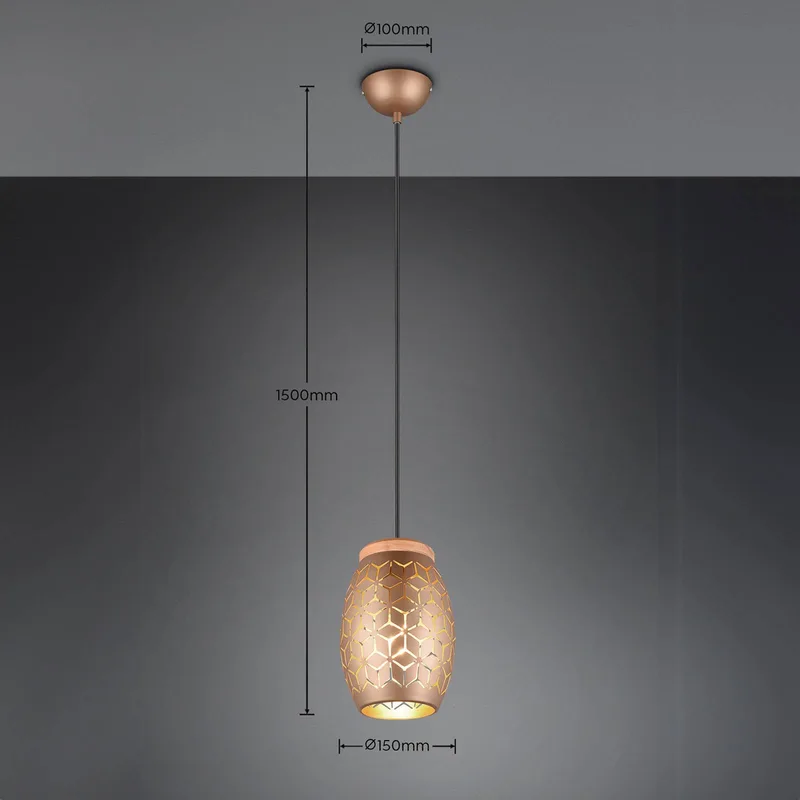 Bidar hanglamp, Ø 15 cm, metaal fra Reality i Koffiebruin – produktbillede