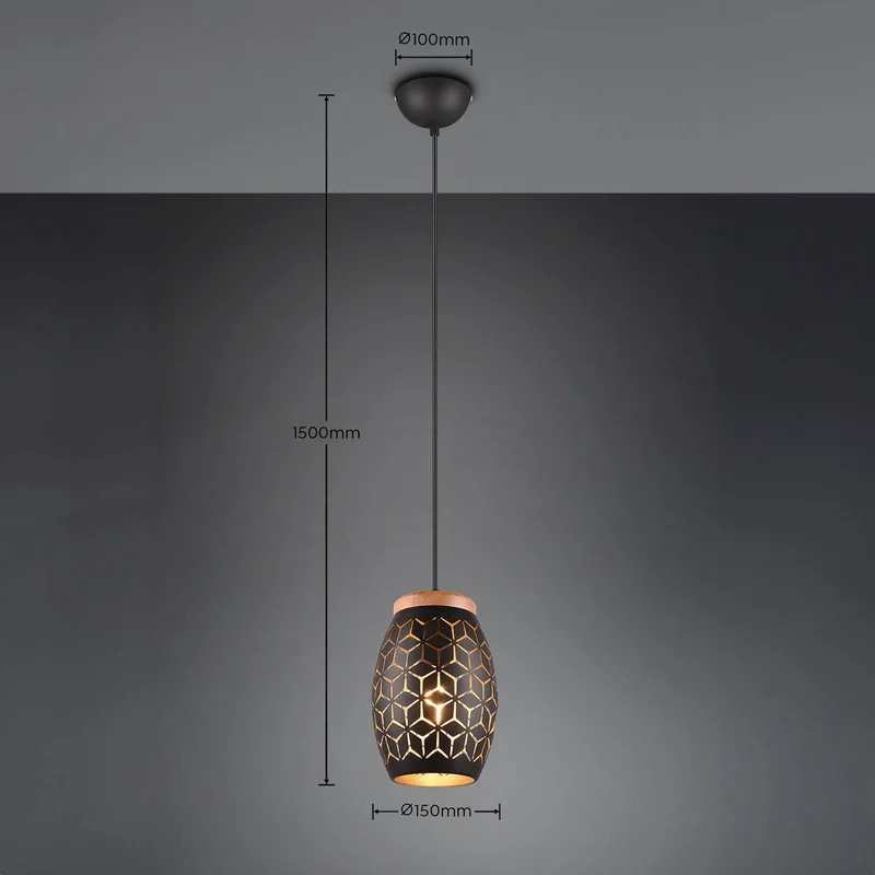 Bidar hanglamp, Ø 15 cm, metaal fra Reality i Zwart-goud – produktbillede
