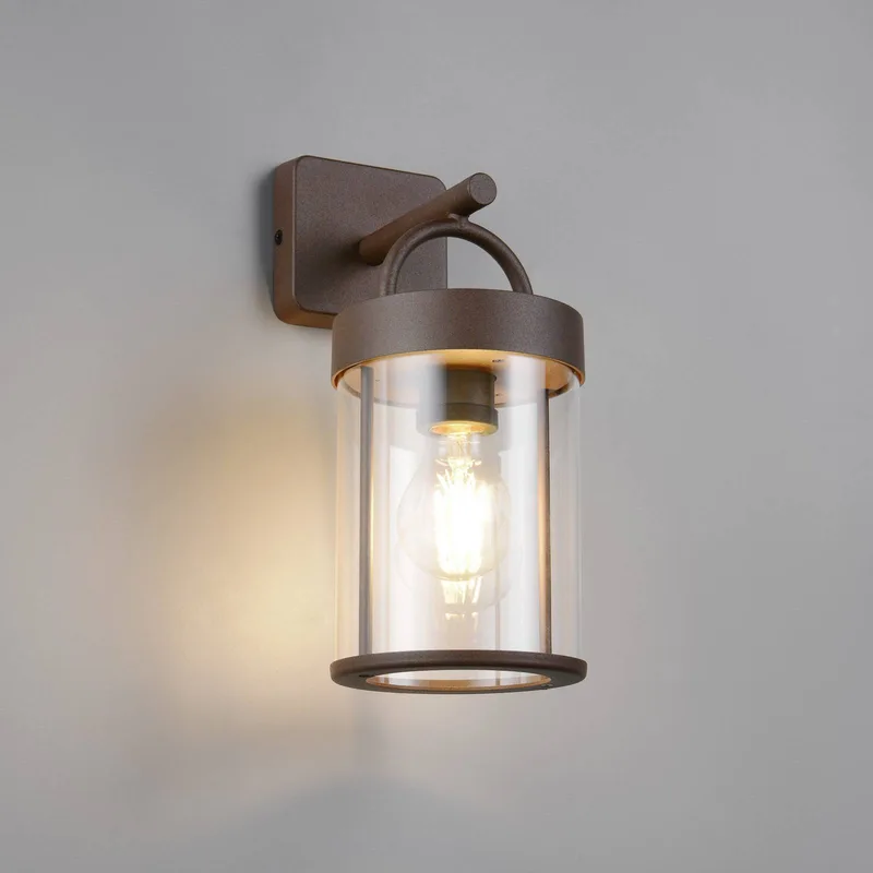 Buitenwandlamp Almeria, roest, aluminium, hoogte 29 cm, IP44 de Reality en Roest, Helder – photo produit