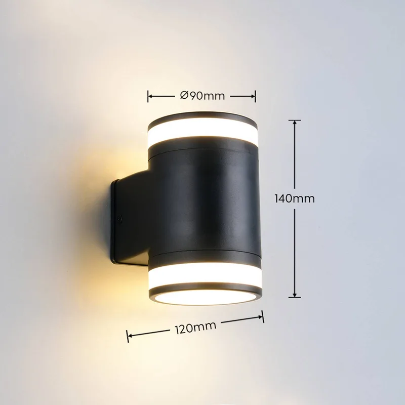 Buitenwandlamp Cusco, zwart, hoogte 14 cm, IP44, GX53-LED fra Reality i Matzwart – produktbillede