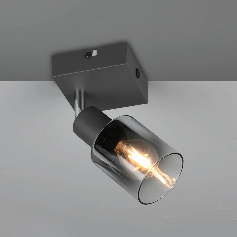Cadiz plafondspot, 1-lamp, E14, antraciet från Reality i Antracit, Rookgrijs – produktbild