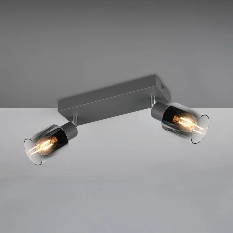 Cadiz plafondspot, 2-lamps, E14, antraciet by Reality in Anthracite, Rookgrijs – product photo
