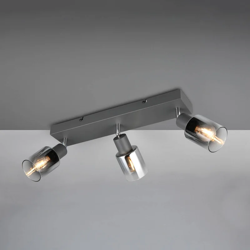 Cadiz plafondspot, 3-lamps, E14, antraciet från Reality i Antracit, Rookgrijs – produktbild