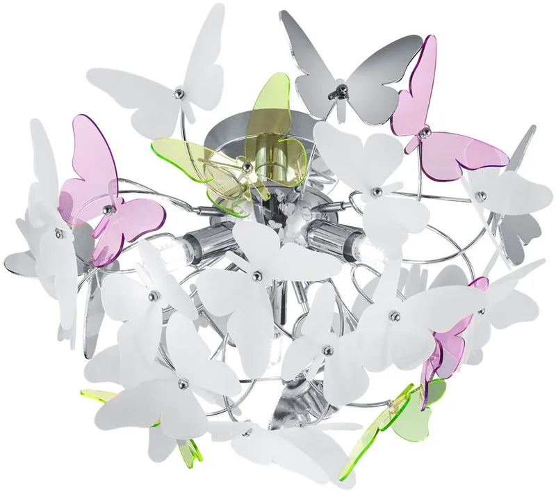Deckenleuchte Butterfly, Deckenlampe in Schmetterlings-Optik, exkl. Leuchtmittel (G9) von Reality in Silber – Produktfoto