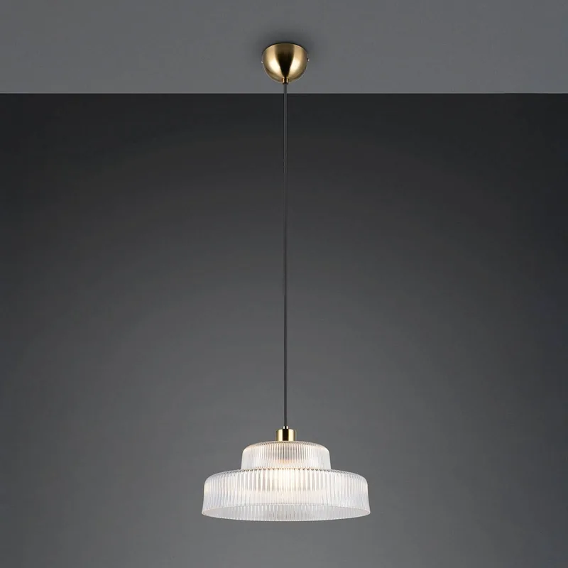 Hanglamp Abella, helder, Ø 35 cm, glas, E27 van Reality in Helder, Oud messing – productfoto