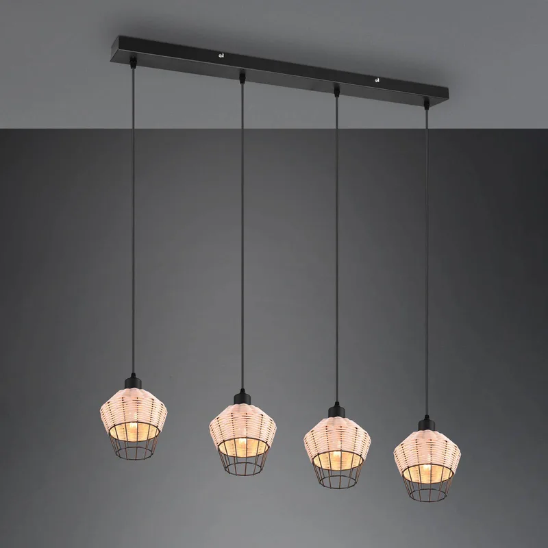 Hanglamp Borka, 4-lamps, natuur från Reality i Svart, Licht hout – produktbild