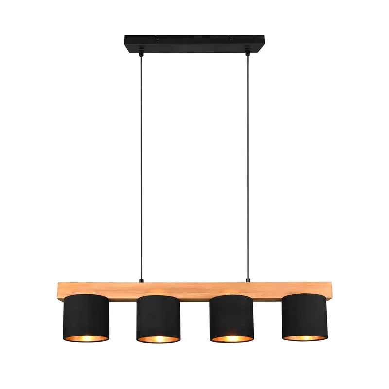 Hanglamp Cameron, 4-lamps, zwart från Reality i Licht hout, Svart – produktbild