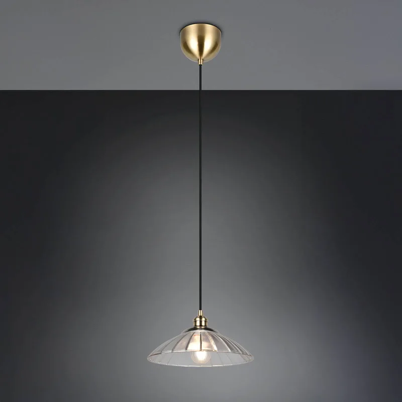 Hanglamp Eluna, helder/oud messing Ø 30 cm glas/metaal 1-lamp. de Reality en Helder, Oud messing – photo produit