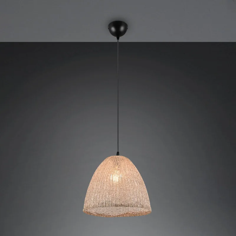 Hanglamp Kibito, crème, Ø 32 cm, textiel, E27 fra Reality i Creme, Sort – produktbillede