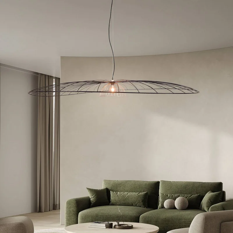 Hanglamp Lauris, matzwart, Ø 200 cm, metaal, E27 van Reality in Zwart mat – productfoto