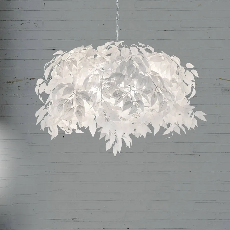 Grande suspension Leavy de Reality en Chrome, Blanc – photo produit