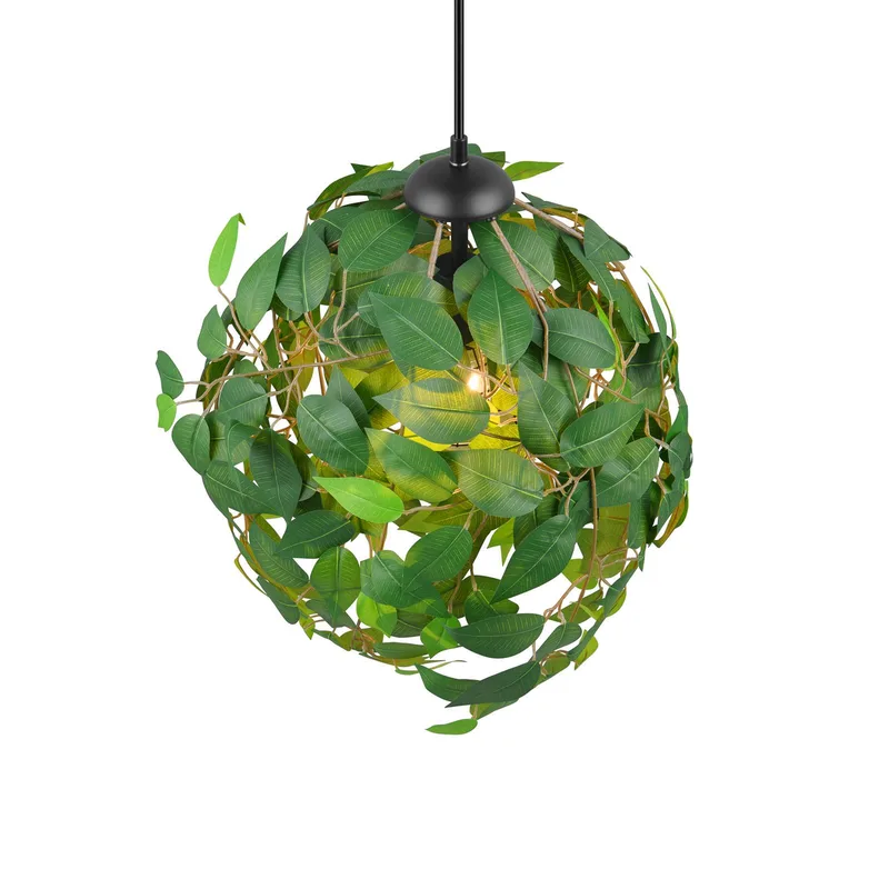 Hanglamp Leavy, zwart/groen, Ø 38 cm, 1-lamp, E27 de Reality en Vert, Noir – photo produit