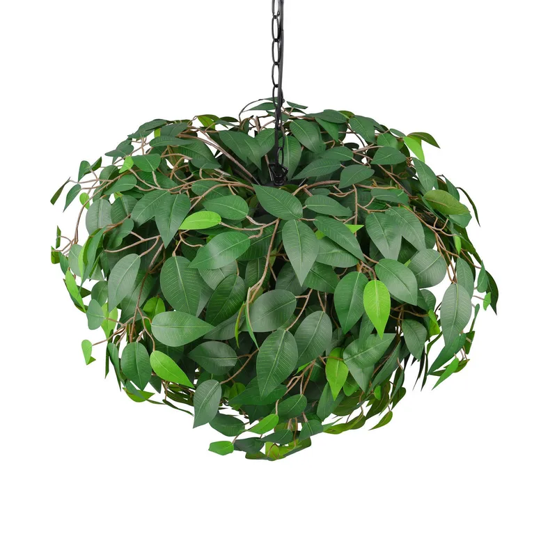 Hanglamp Leavy, zwart/groen, Ø 70 cm, 4-lamps, E14 de Reality en Vert, Noir – photo produit