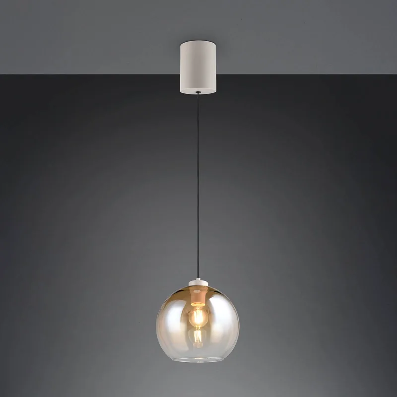Hanglamp Liora, amber, Ø 25 cm, glas, E27 by Reality in Amber, White – product photo