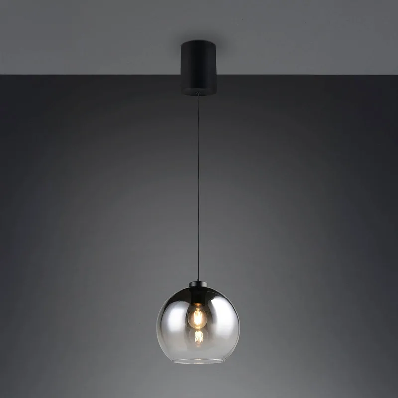 Hanglamp Liora, rookgrijs, Ø 25 cm, glas, E27 fra Reality i Rookgrijs, Sort – produktbillede
