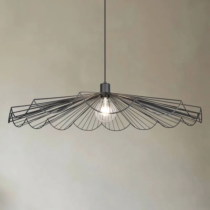 Hanglamp Margarita, Ø 80 cm, E27, metaal de Reality en Noir – photo produit