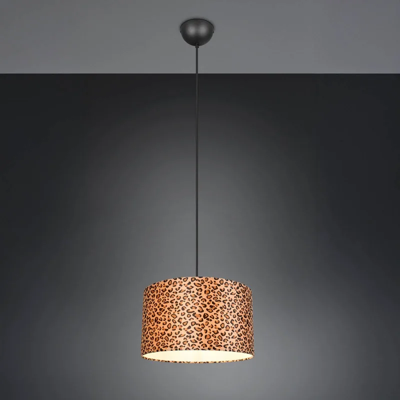 Hanglamp Pardina, bruin gevlekt/zwart, Ø 40 cm, metaal de Reality en Marron, Noir – photo produit