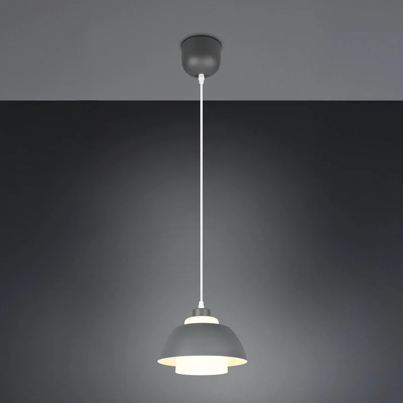 Hanglamp Tilos, antraciet, Ø 23 cm, metaal/glas, E27 van Reality in Antraciet, Wit – productfoto