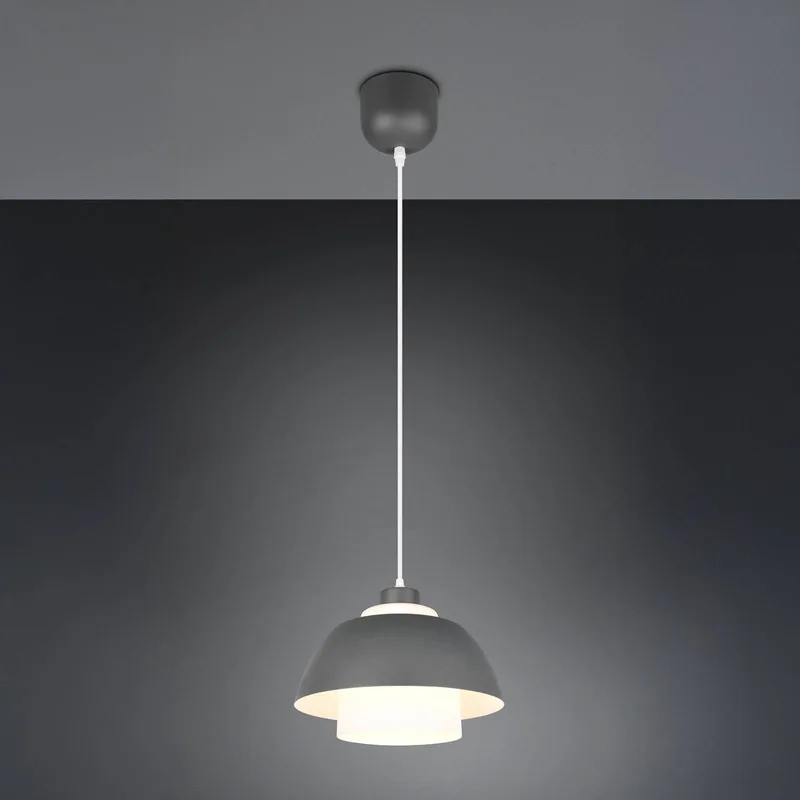 Hanglamp Tilos, antraciet, Ø 30 cm, metaal/glas, E27 by Reality in Anthracite, White – product photo