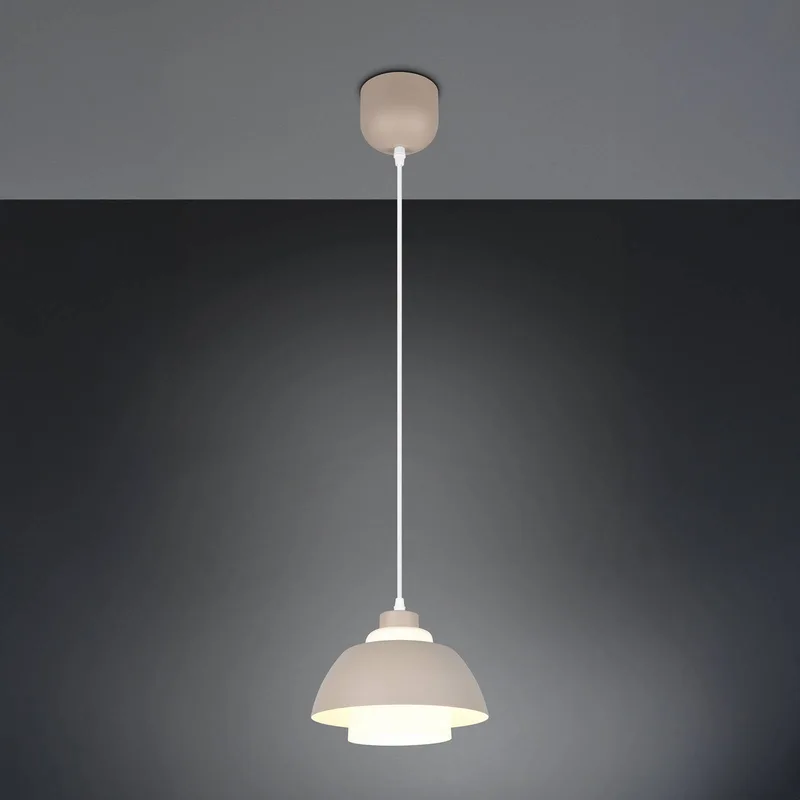 Hanglamp Tilos, beige, Ø 23 cm, metaal/glas, E27 by Reality in Beige, White – product photo