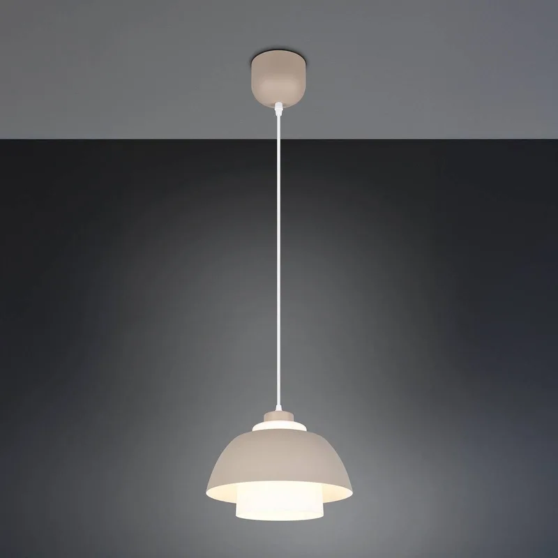 Hanglamp Tilos, beige, Ø 30 cm, metaal/glas, E27 fra Reality i Beige, Hvid – produktbillede