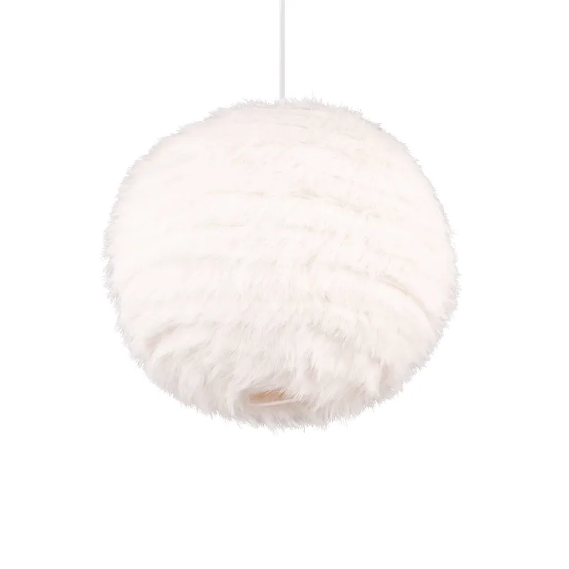 Harige hanglamp, Ø 35 cm, zandkleurig, synthetisch pluche von Reality in Zand – Produktfoto