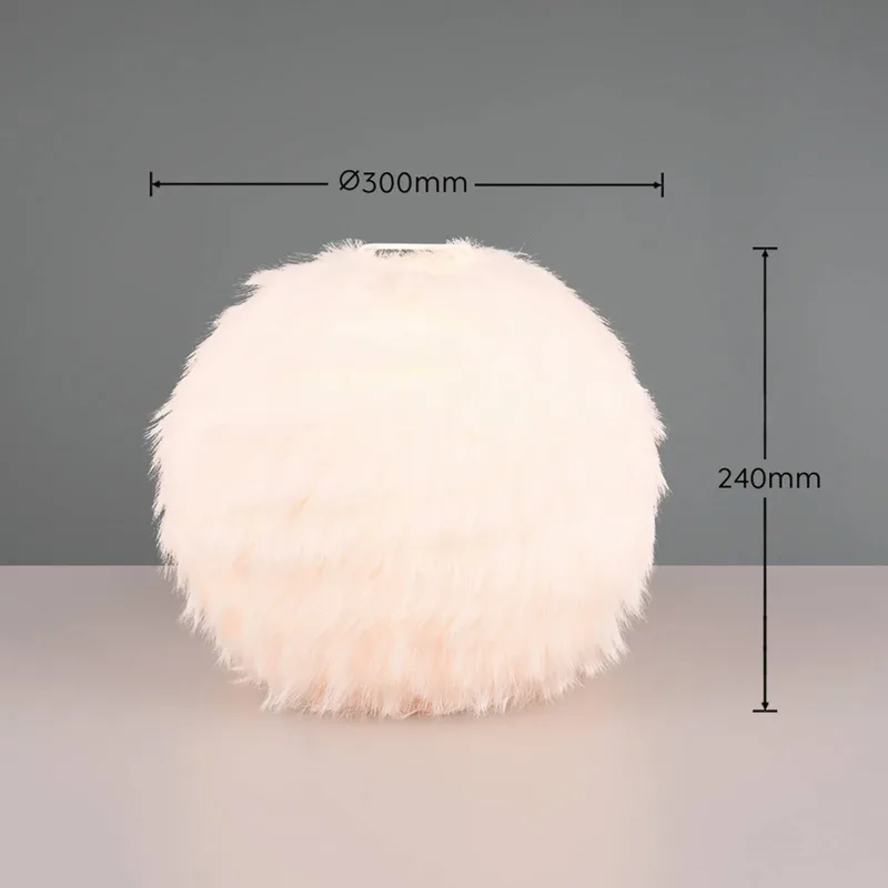 Harige tafellamp, hoogte 24 cm, zandkleurig, synthetisch pluche von Reality in Zand – Produktfoto
