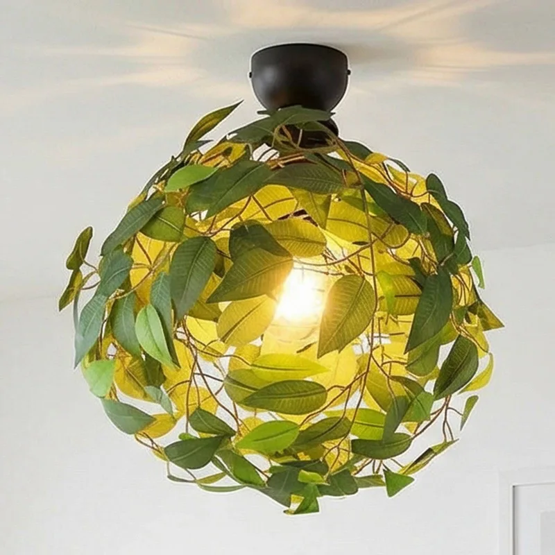 Leavy plafondlamp, zwart/groen, Ø 38 cm, E27, 1-lamp de Reality en Vert, Noir – photo produit